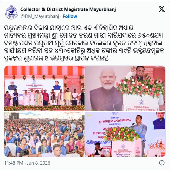 Baripada Gets Rs 430-Crore Development Boost as CM Mohan Majhi Launches 39 Projects